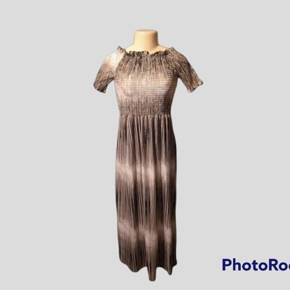 Silver Metallic Maxi Dress L